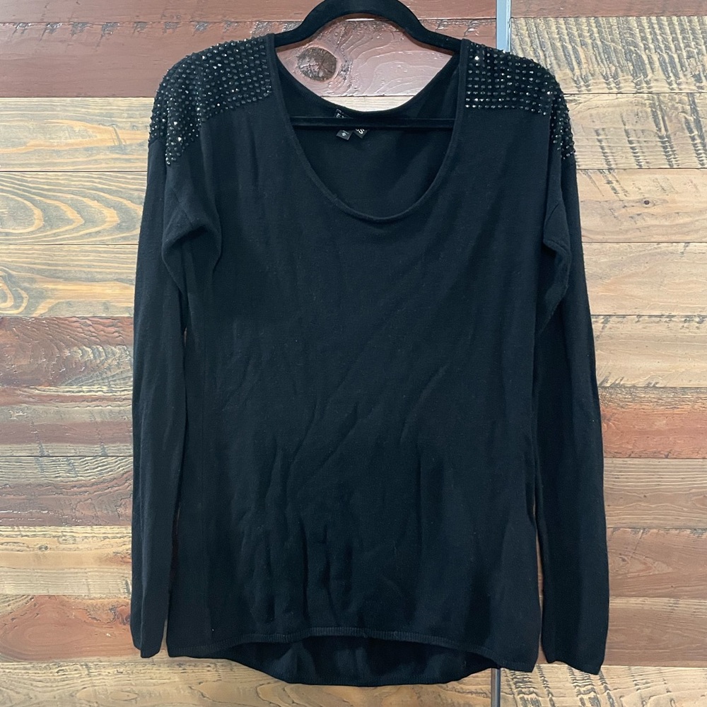 Express Black Long Sleeve Sweater with Studded Shoulder - sz Medium